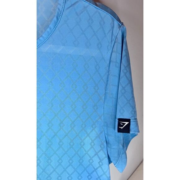 Gymshark Women’s Sheer Blue Tie Front Crew Neck Crop T-shirt Size Medium - Picture 4 of 6